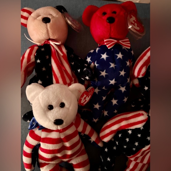 Lot Of 6 Patriotic TY Beanie Babies Bears And Lefty the Donkey. - Picture 5 of 10
